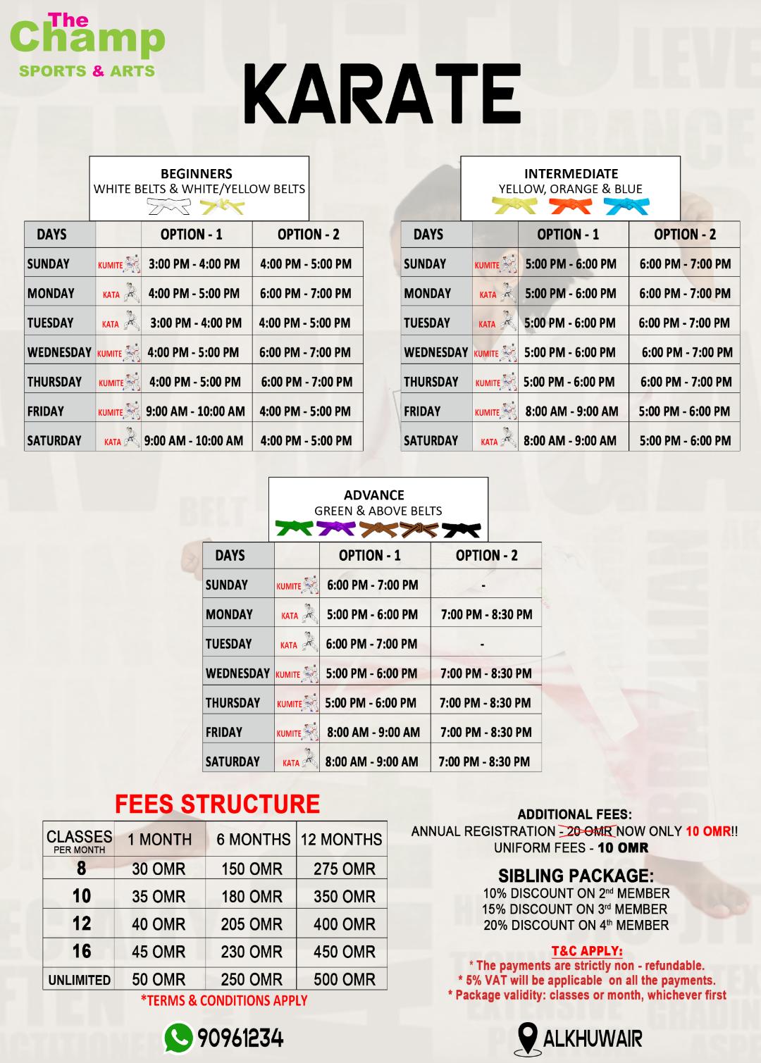 Al Khuwair Training Schedule